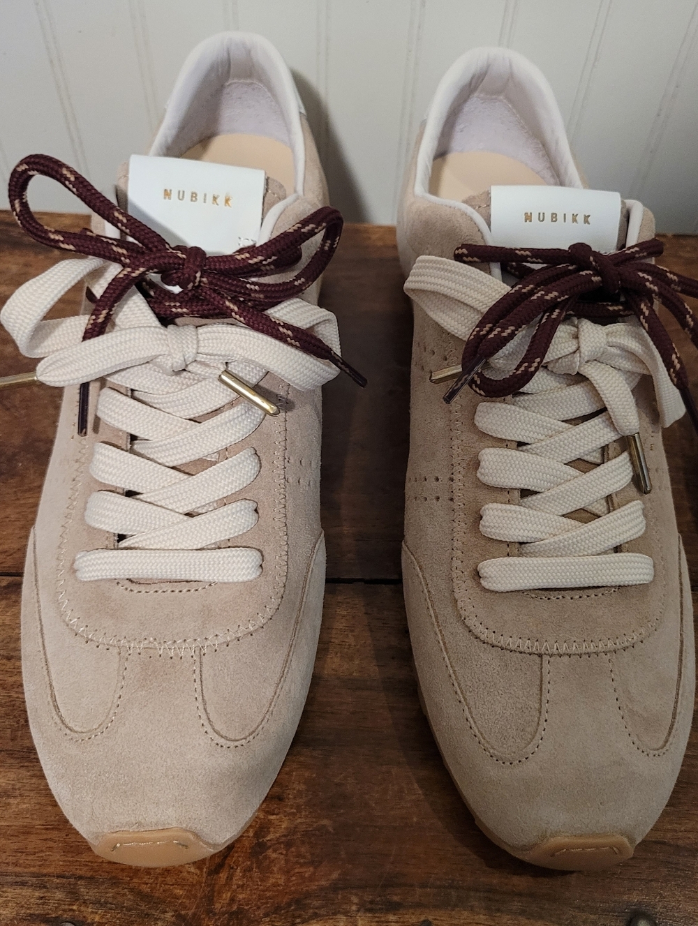 Nubikk Billy Lou Beige Combi Sneakers Suede Lace Up Shoes EU 41 US 11 NWOB